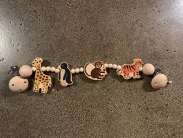 Nuggikette Tiere Giraffe Pinguin Affe Tiger Holz NEU