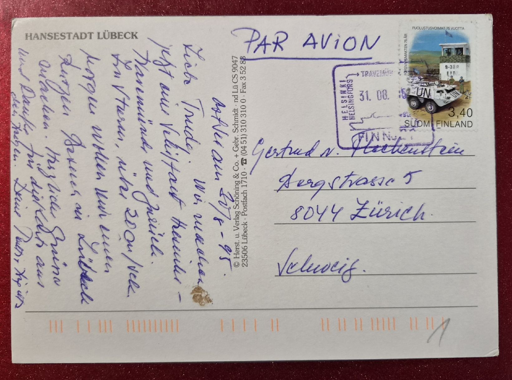 Cartoline postali: Hansestadt Lübeck 1995 – Usato da Melchnau venduto da Fishel 1