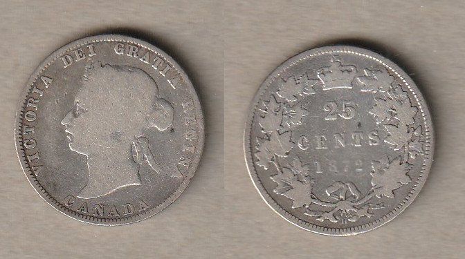 Tutti le monete: Kanada, 25 Cent 1872 H – Usato da Allschwil venduto da Coinfreak
