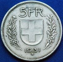 Silberner 5.-  Jg. 1931/ 10 Stern ü. Kopf