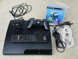 Sony PS3 Slim 320GB, Fernbedienung, Kontroller, Kamera, etc.