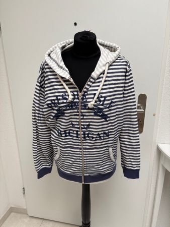 Jacke, blau/weiss gestreift mit Kapuze Gr. 38