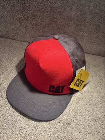 CAT Caterpillar Cap Kappe Mütze Grau Rot Neu mit Etikett Vin