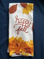 Autumn Kitchen Towel "Happy Fall" Fall Leaves Design