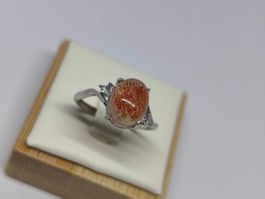 Ring mit Sonnenstein Gr. verstellbar 925 Silber