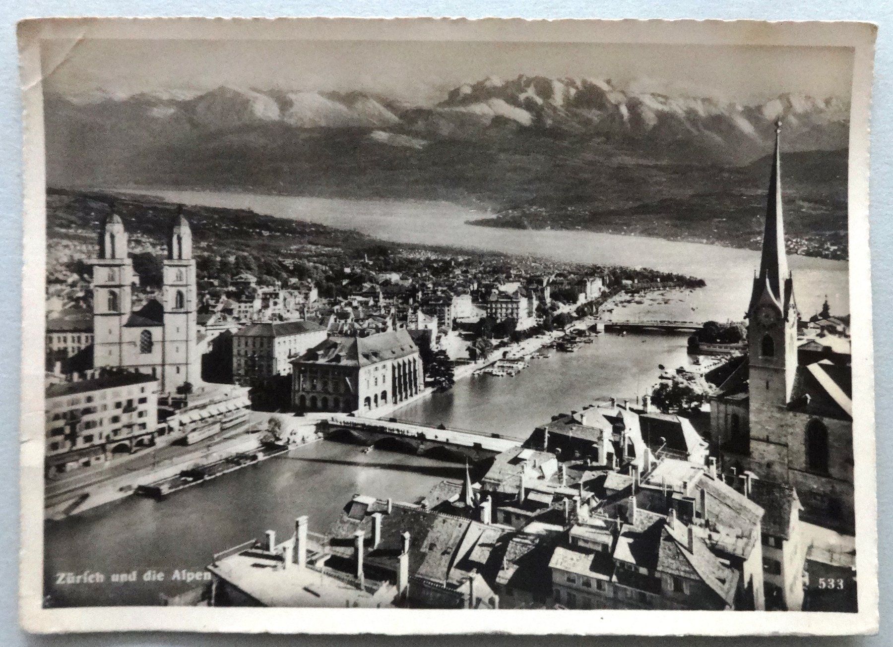 Cartoline postali: Zürich und die Alpen – Difettoso da Fétigny venduto da Billy2miny