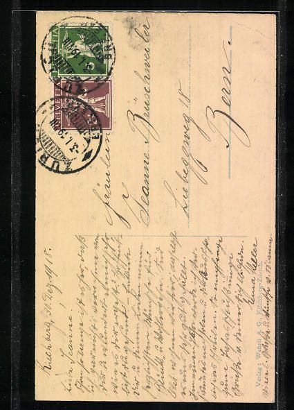 Cartoline postali: AK Kilchberg, Panorama mit Kirche, 1918 – Usato da Berlin venduto da bartko-reher 1