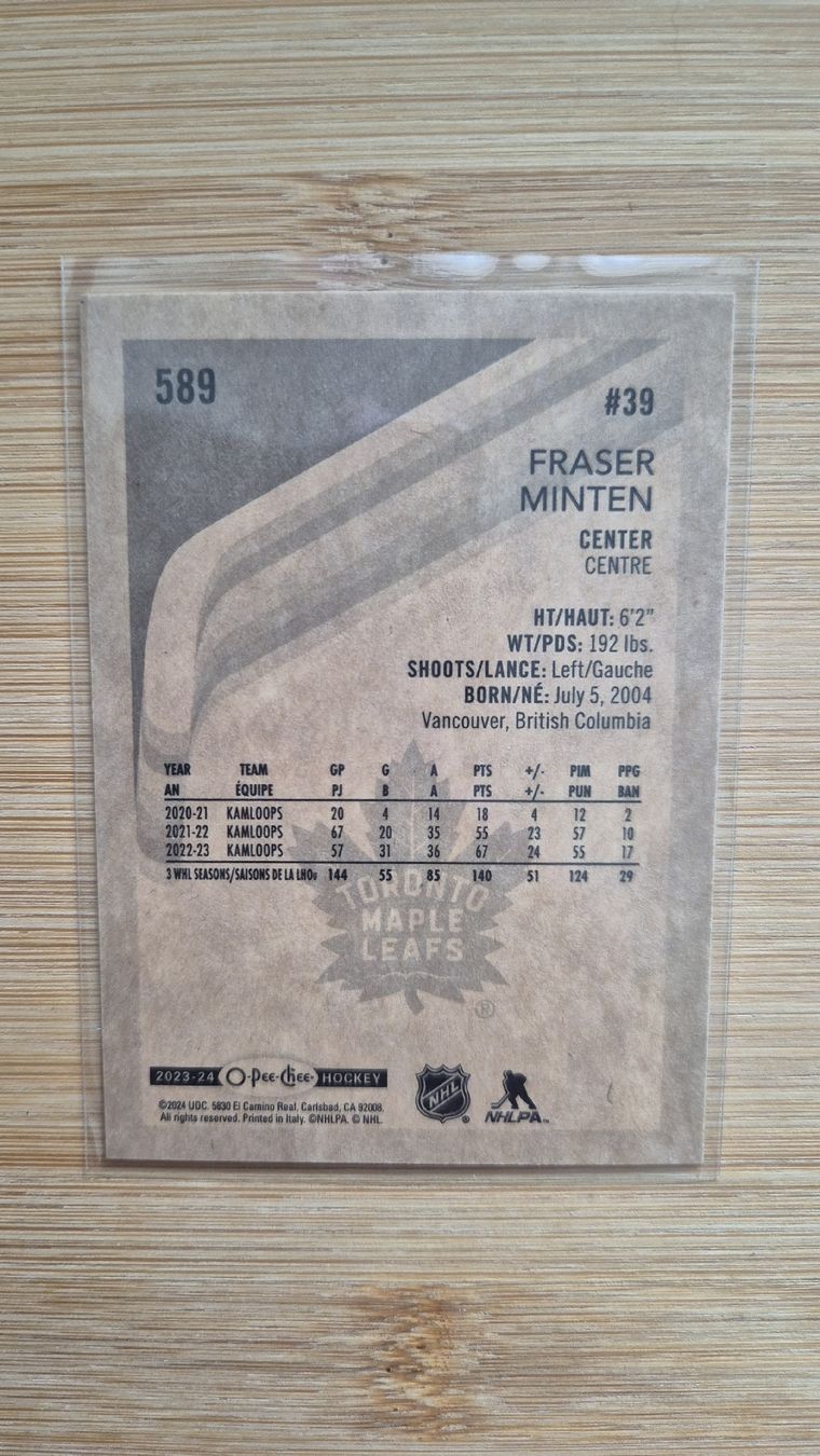 NHL Carte collezionabili: NHL Fraser Minten Toronto Maple Leafs – Usato da Bellach venduto da paedu-1980 1