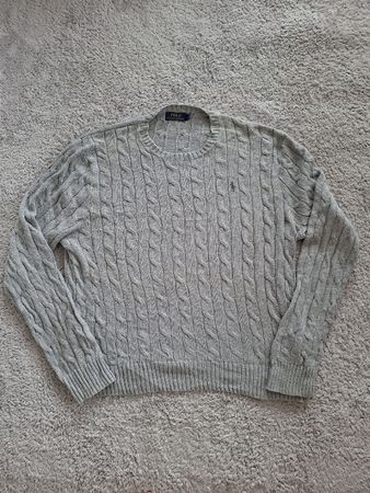 Pull Polo Ralph Lauren gris maille torsadée L