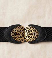 Cintura elastica nera con fibbia decorativa dorata