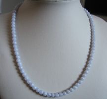 NEU: Chalcedon Kette Collier Edelstein Kette mit Edelstahl