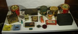Diverse Sammlung von Vintage Dosen, Schachteln Werbung