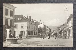 AK Place Bel-Air YVERDON Hotel du Port um 1910 belebt