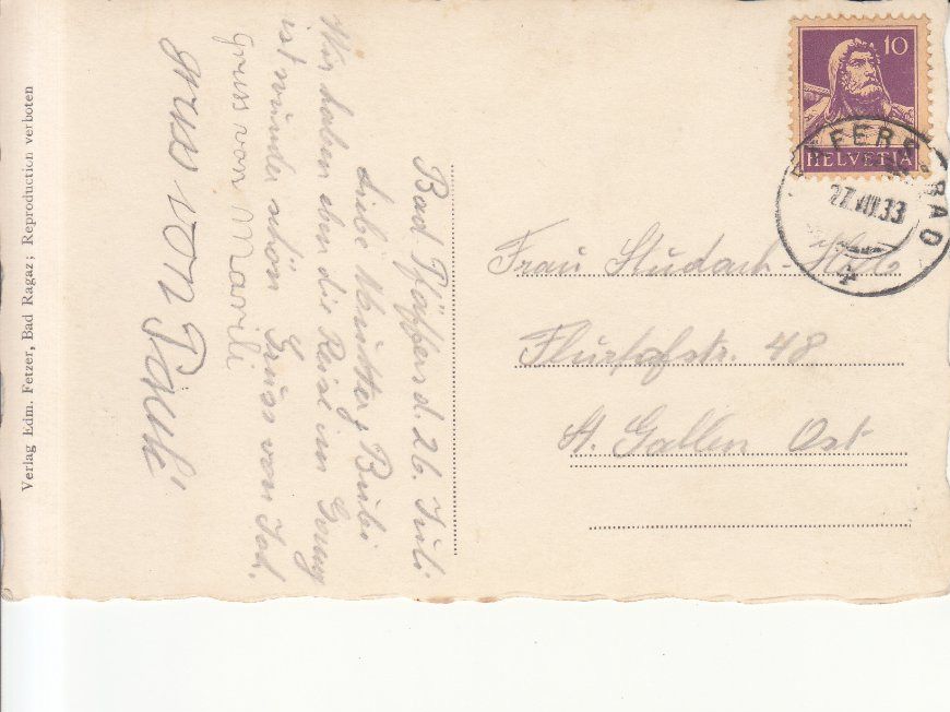 Cartoline postali: Taminaschlucht 1933 – Usato da Bürglen TG venduto da StampGraf 1