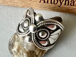 Vintage Silberring 925 mit markantem Ornament - verstellbar