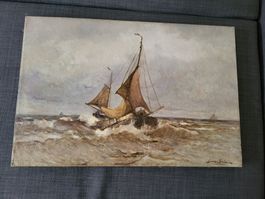 Segelboote Maler German Grobe Öl 1857-1938