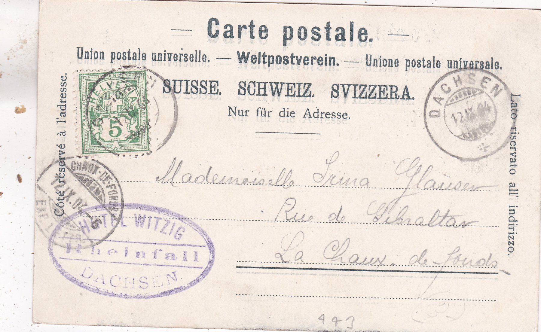 Cartes postales: Rheinfall 1904 – D'occasion à Herisau par Lisegrat2008 1
