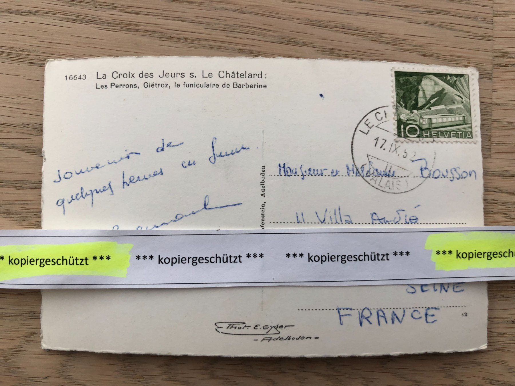 Ansichtskarten: Le Châtelard Kreuz AK – Gebraucht aus Hefenhofen von Bierinder 1