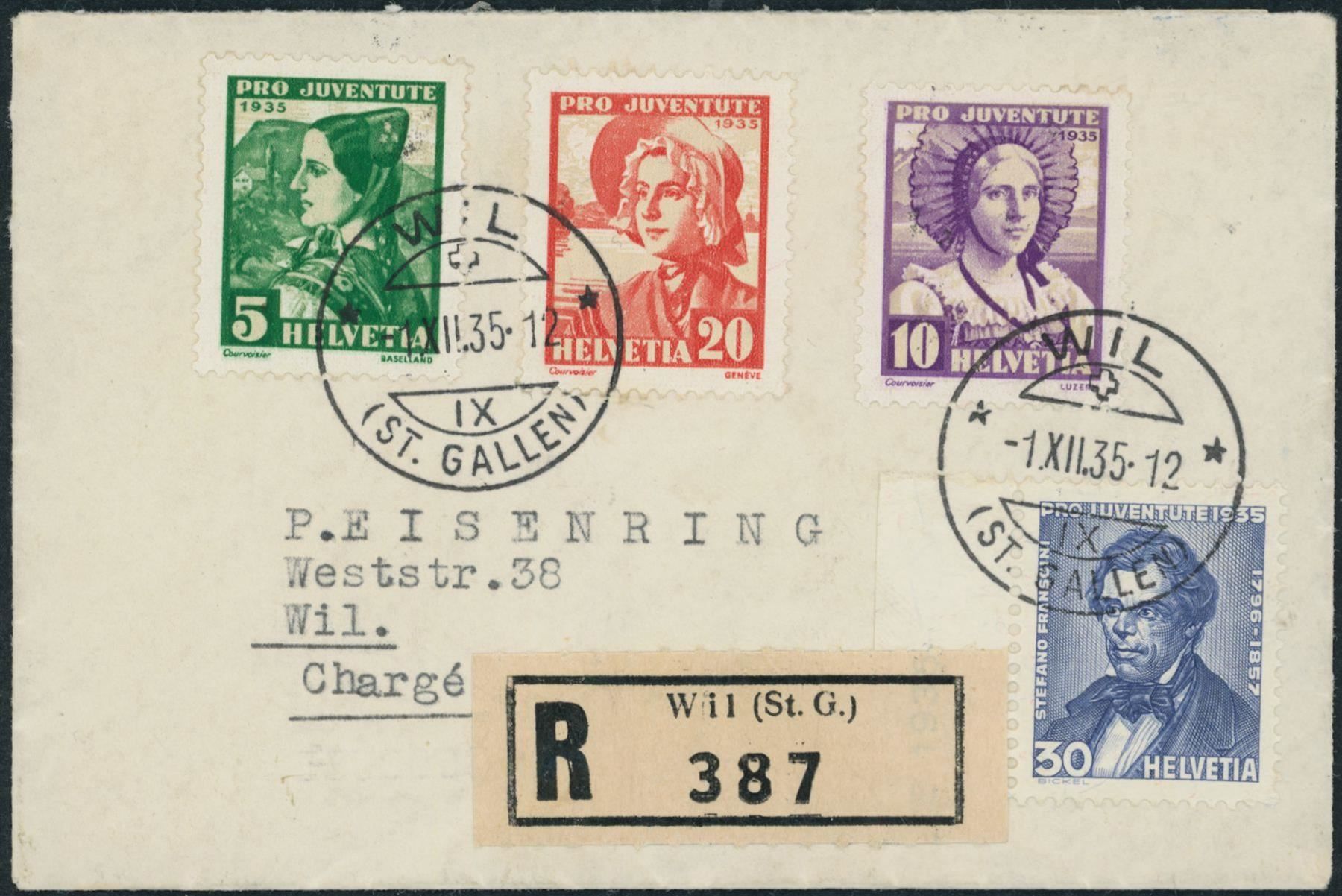 Tutti i francobolli: 1935 - Pro Juventute - FDC ET – Usato da Schindellegi venduto da leecollect