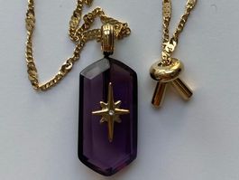 Fossil Amethyst Halskette Medaillon