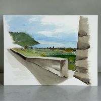 Jean ROLL (1921-2015) - aquarelle sur carton "Le Lavaux"
