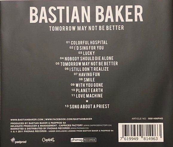 CD: Bastian Baker - Tomorrow may not be better – Usato da Grüningen venduto da azulgris 1