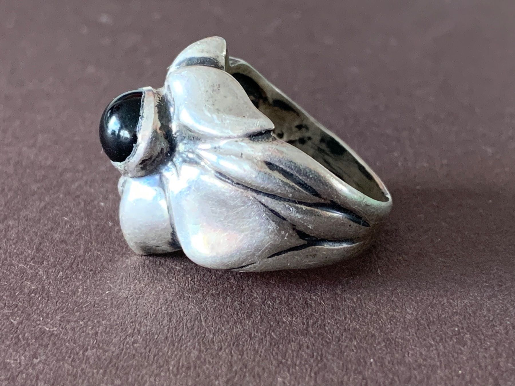 Onyx Anelli: Silberring onyx silberblume (rg 54) – Usato da Dittingen venduto da Bellevista 1