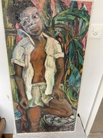 Quadro dipinto a mano, uomo esotico e natura viva!