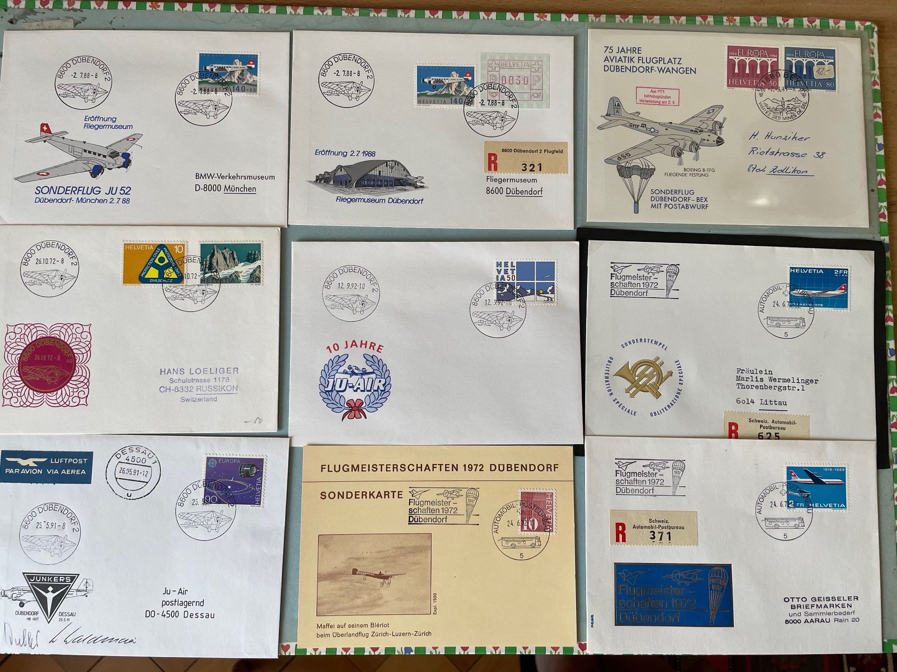 Alle Briefmarken: 23 FDCs Flughafen Dübendorf – Gebraucht aus Zürich von stzepp 1