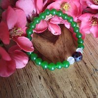 Bracciale in Giada Verde, Quarzo e Granato