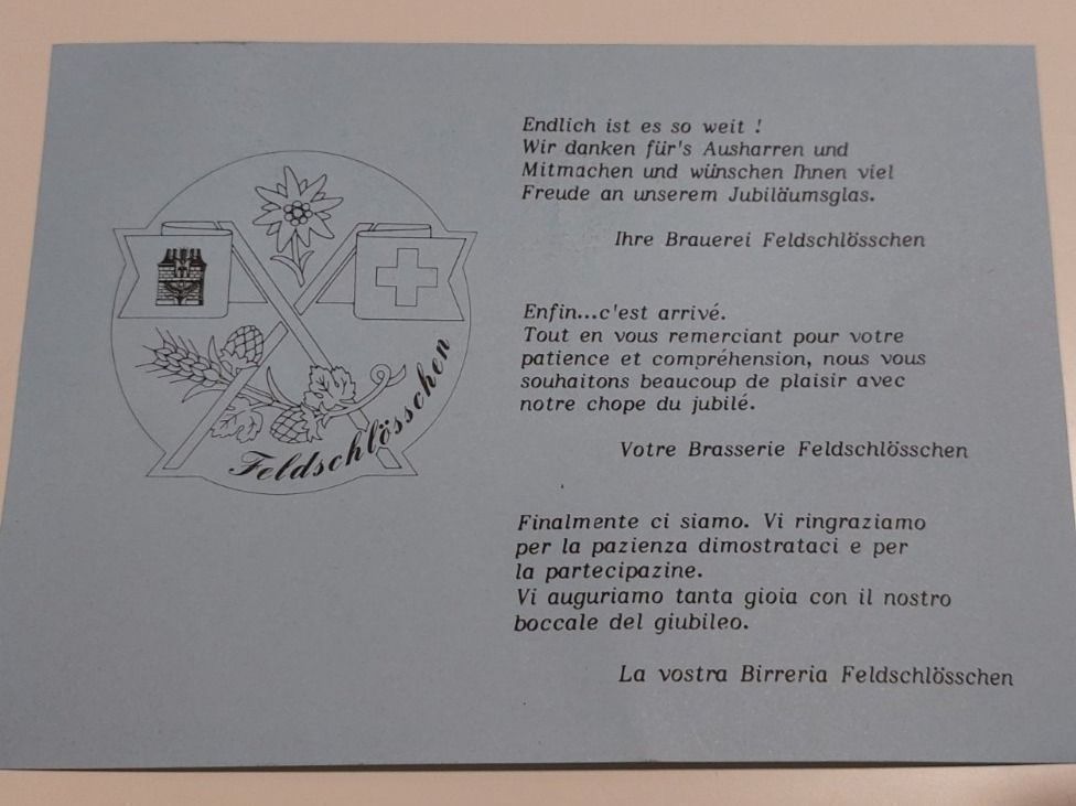 Bicchieri: 1 Stück Bierglas Feldschlösschen 5 dl / für Sammler – Nuovo e nell'imballaggio originale da Kölliken venduto da turimess 3