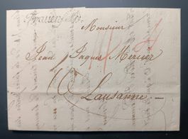 Faltbrief FRAUENFELD 1820 Schreibschriftstemp. nach Lausanne