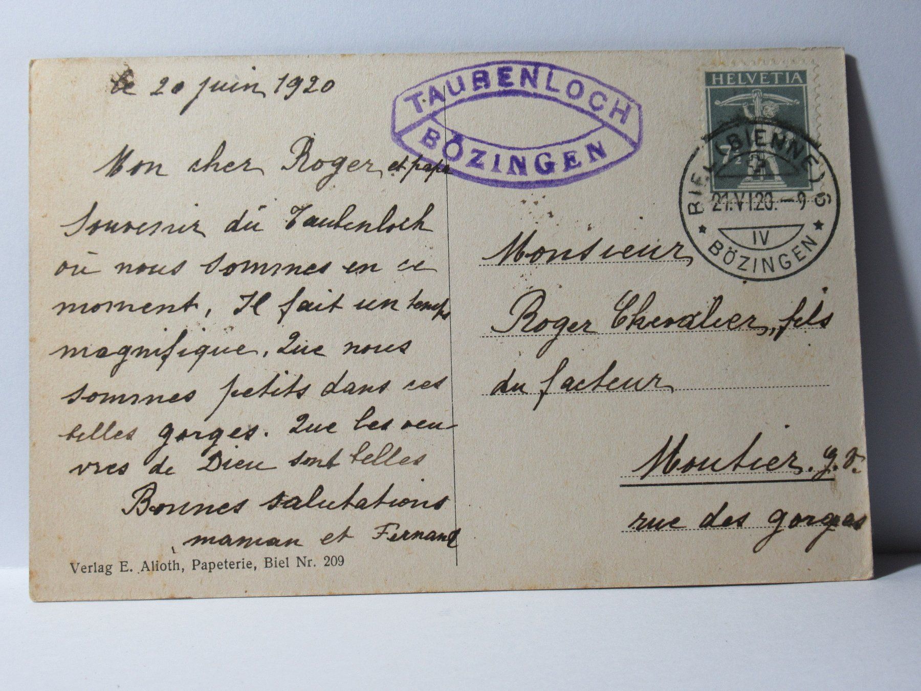 Cartoline postali: Taubenlochschlucht bei Biel 1920 – Usato da Grenchen venduto da Bluemchen1900 1