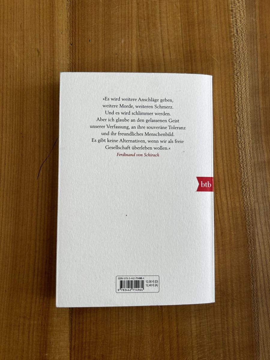 Libri: Ferdinand von Schirach TERROR Taschenbuch neu – Nuovo (secondo la descrizione) da Thun venduto da hei_h772 1