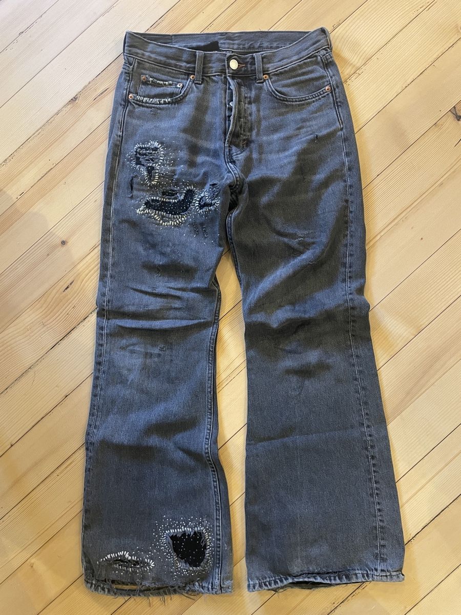 Weekday Jeans: Sashiko repaired Weekday bootcut Jeans vintage distressed – Gebraucht aus Eglisau von lia_c7ny 2