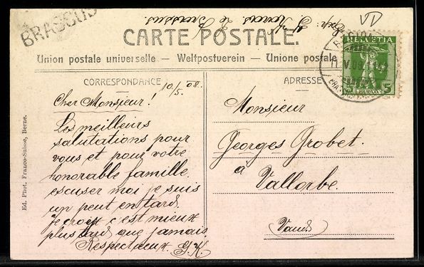 Cartoline postali: AK Brassus, Vue generale – Usato da Berlin venduto da bartko-reher 1