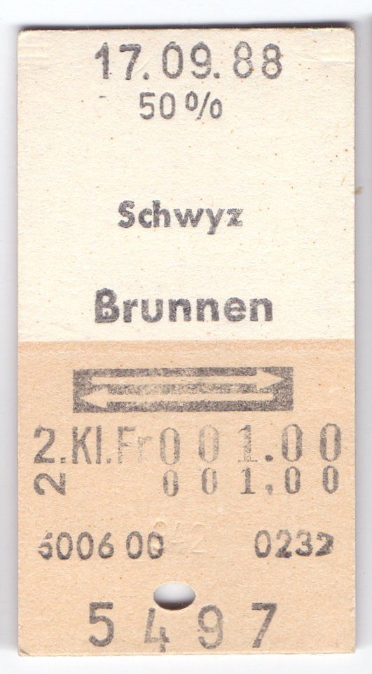 Biglietti: Billette Schwyz - Brunnen – Usato da Langenthal venduto da Sammlungs_aus