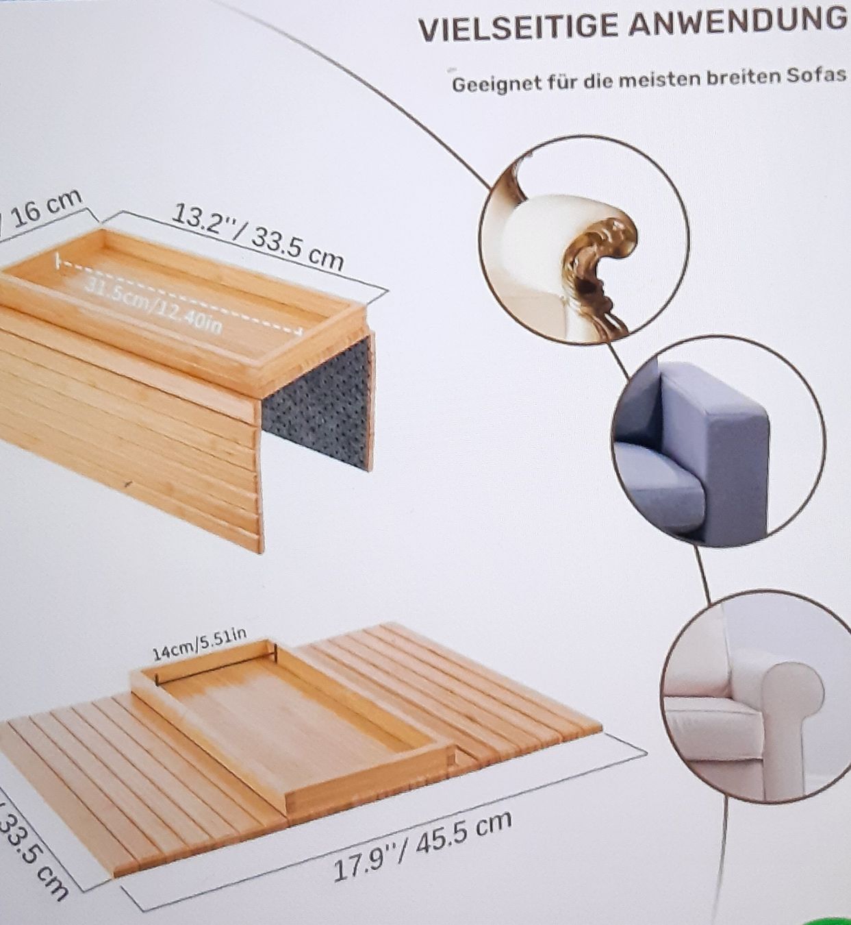 Piatti di portata: Sofa-Armlehnentablett Bambus, Praktisch & Neu – Nuovo e nell'imballaggio originale da Hochdorf venduto da Amazone0 2