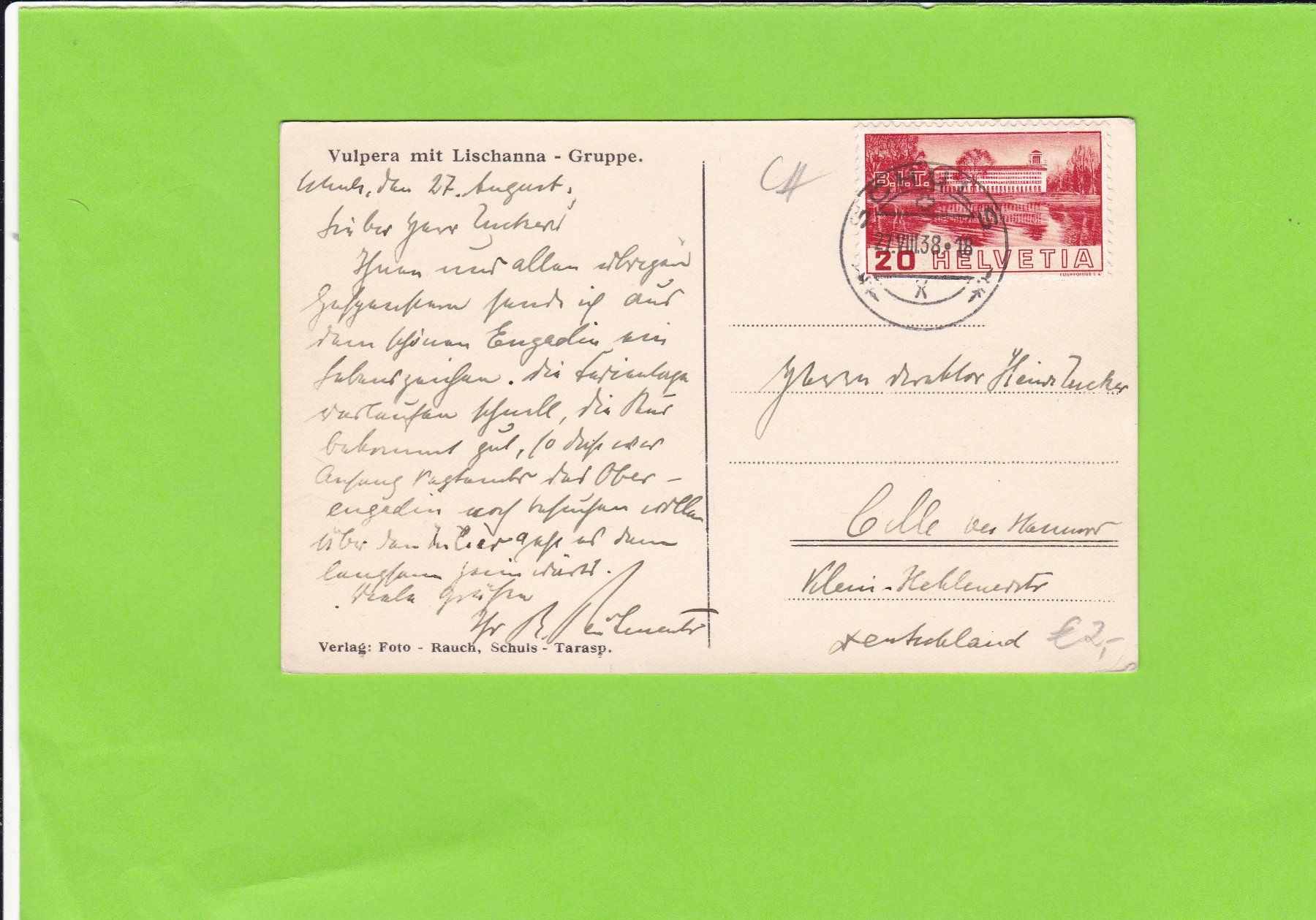 Cartoline postali: Vulpera mit Lischanna-Gruppe – Usato da St. Peterzell venduto da neckertal 1