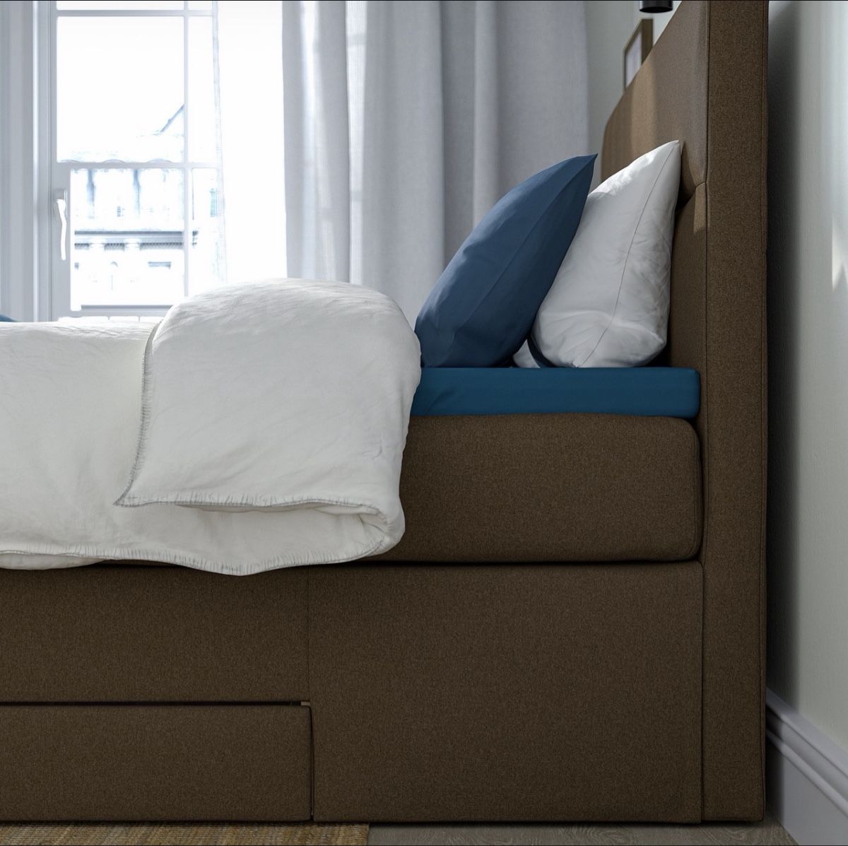Betten: IKEA Box Spring Bed with Storage Drawer, Brown, New – Neu (gemäss Beschreibung) aus Pfäffikon ZH von say_wjn8 4