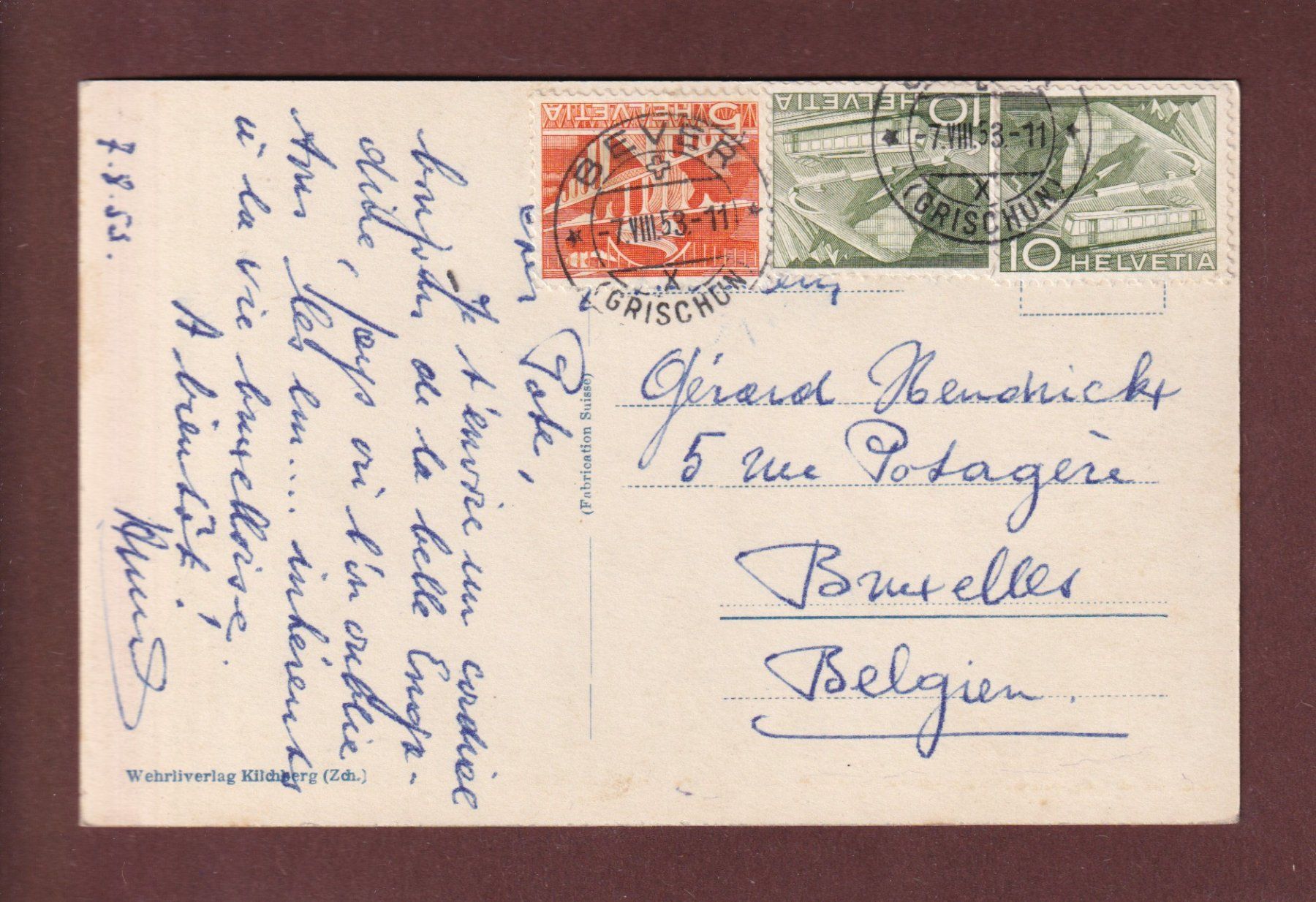 Cartoline postali: DAVOS-PLATZ - 1953 – Usato da Pully venduto da nicecards-shop 1