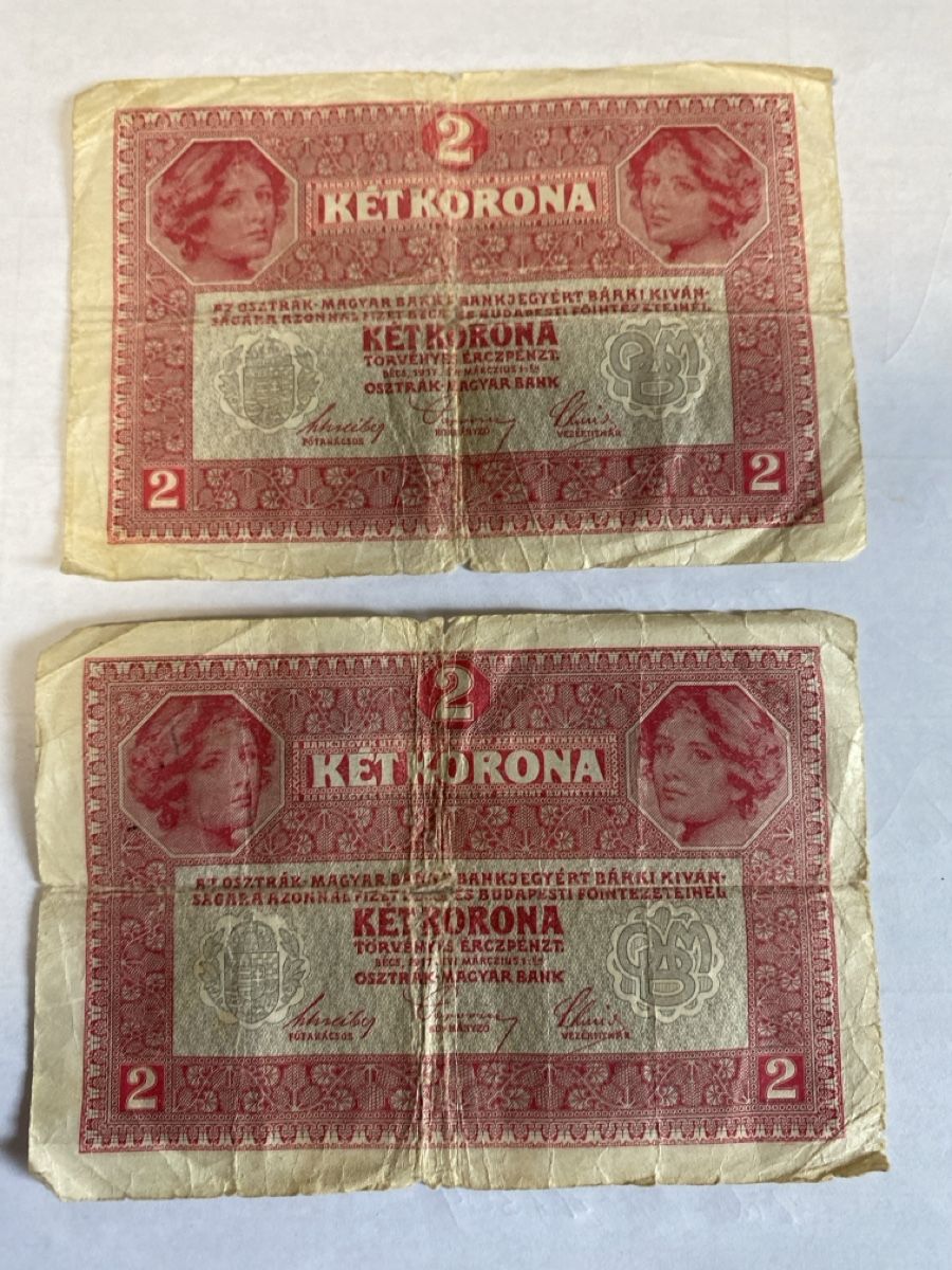 Banconote: 2 Kronen Banknote Deutschösterreich 1917 2 Stk. – Usato da Mörschwil venduto da Marcel4201 1