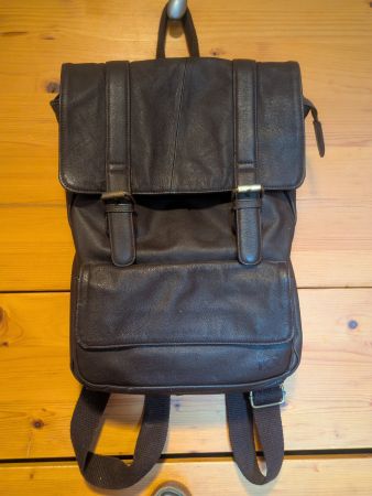 Rucksack Rework Leder dunkelbraun