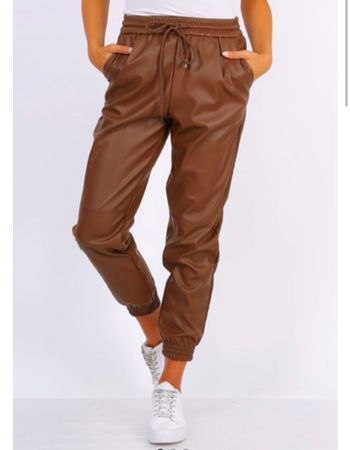 Pantalon simili cuir choco