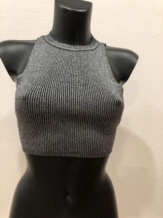 Zara Metallic Ribbed Cropped Tank Top - Size Small ✨