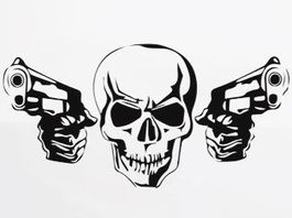 ☠️ Frecher Auto-Aufkleber: Totenkopf mit zwei Pistolen 🔫☠️