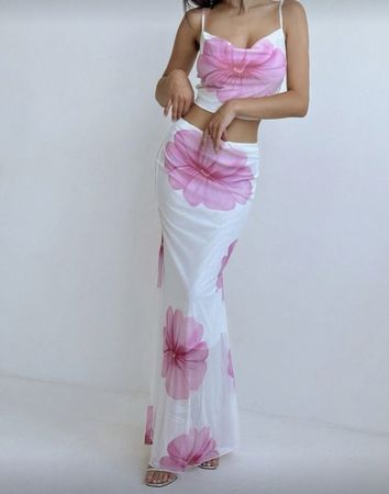 Sommer Set: Top & Rock mit Blumenmuster, Grösse L