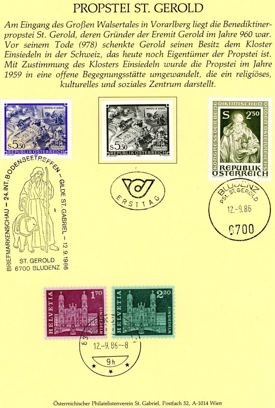 Alle Briefmarken: Einsiedeln - St. Gerold – Gebraucht aus Einsiedeln von otm_7s5v