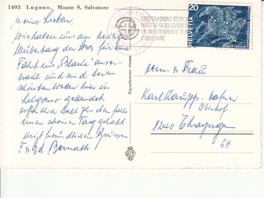Cartoline postali: Lugano 1969 – Usato da Bürglen TG venduto da StampGraf 1