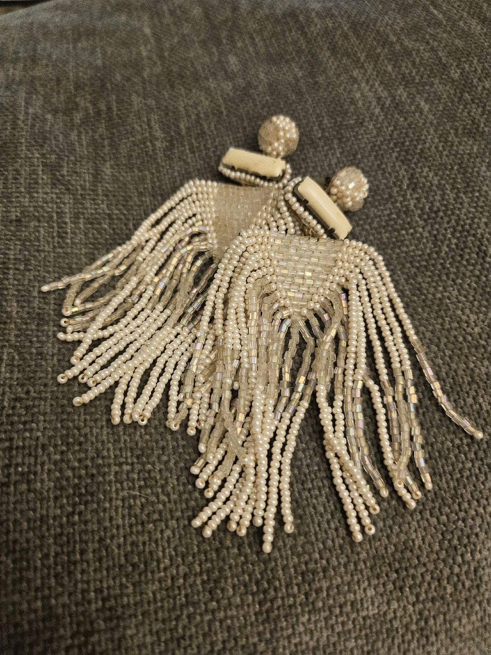 Boucles d'oreille: Beaded Statement Ohrringe Cremefarbe – D'occasion à Zürich par eri_8w5v 1